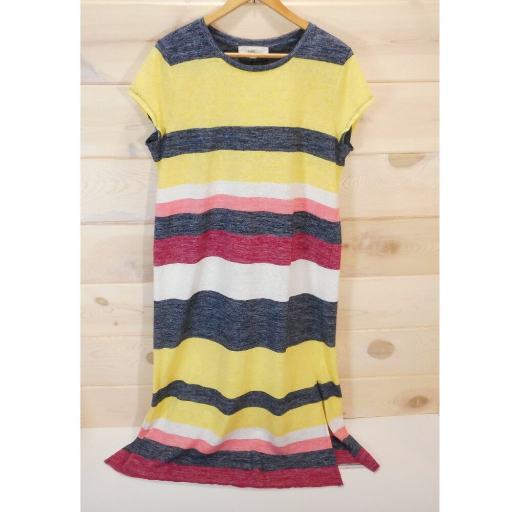 Loft Womens XL Maxi Dress Comfort Casual Travel Bold Stripes Short Sleeve